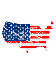 alt kratzer risse map land amerika vereinigte staaten sterne 3 farben USA nation blau weiß rot flagge design logo cool