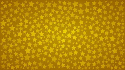 Abstract background of stars of different sizes in yellow colors.