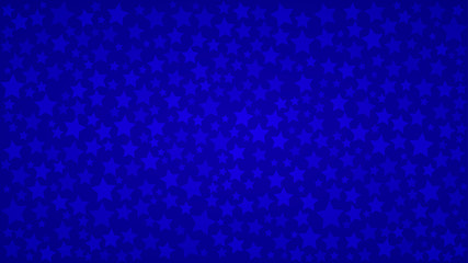 Abstract background of stars of different sizes in blue colors.