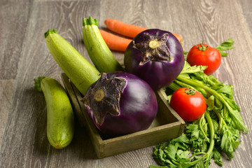 eggplant with other vegetables around