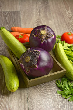eggplant with other vegetables around