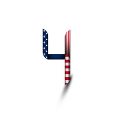 Number 4 in the style of the us flag. July 4-U.S. independence day. Background, logo, icon.