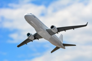Passenger airplane in the clouds.