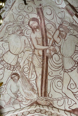 Fototapeta na wymiar The flagellation of Christ, Jesus is whipped by two tormentors