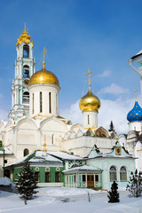 Fototapeta na wymiar Troitskiy Cathedral with Nikonovskiy Annex of Trinity Lavra of St. Sergius. Sergiev Posad, Russia