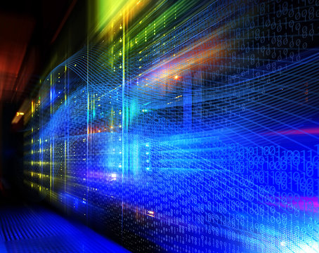 abstract image Light traces. visualization of hacker attacks on information data server