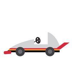 Go-Cart transportation cartoon character side view isolated on white background vector illustration.