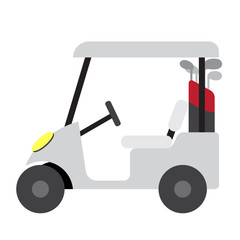 Golf Cart transportation cartoon character side view isolated on white background vector illustration.