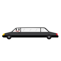 Limousine transportation cartoon character side view isolated on white background vector illustration.