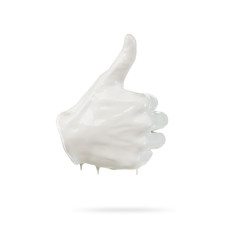 hand of death ghost, devil hand, demon skin, halloween theme, white background, gesture thumbs up
