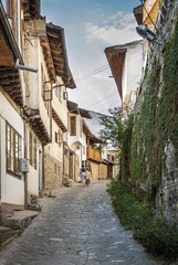 old town street and houses view of veliko tarnovo bulgaria