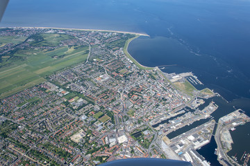 panorama flight over the north sea islands and the coast of germany