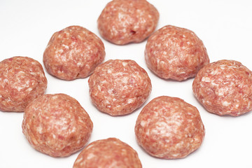 Meat minced red on white background.