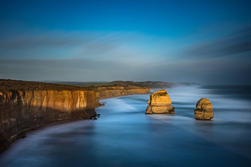 Long exposure at the 12 Apostles, a collection of limestone stacks off the shore of the Port...