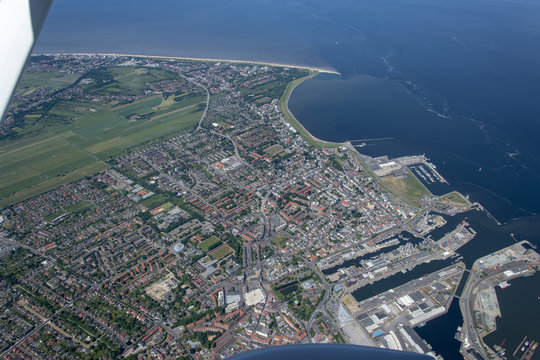 panorama flight over the north sea islands and the coast of germany