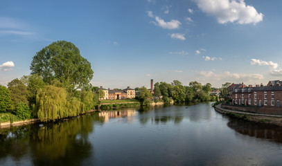 Fototapeta na wymiar View over the River Severn from English Bridge in Shrewsbury