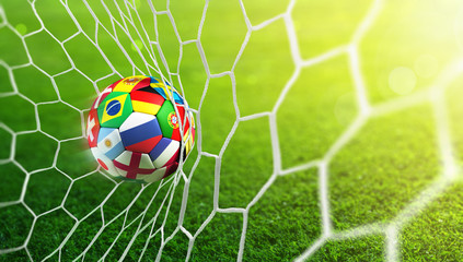 Naklejka premium Soccer Ball In Goal - Russia 2018 