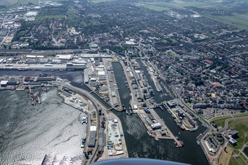 Fototapeta premium panorama flight over the north sea islands and the coast of germany
