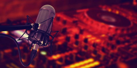 microphone in studio at background 3d illustration