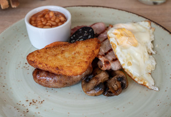 Full english breakfast in rustic boutique hotel