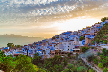Fototapeta premium cityscape Medina of Chefchaouen, Morocco. Chefchaouen or Chaouen is a city in northwest Morocco. It is the chief town of the province of the same name, and is noted for its blue buildings