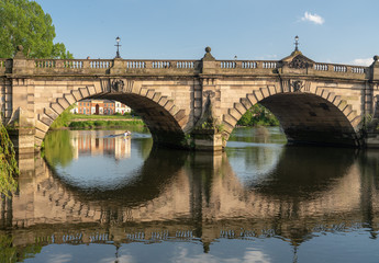 Fototapeta premium View over the River Severn of English Bridge in Shrewsbury