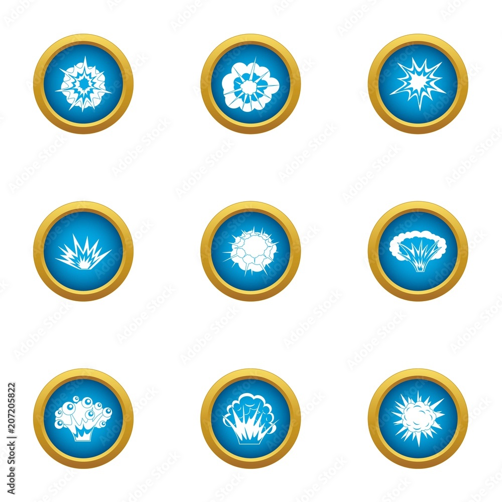Poster blast wave icons set. flat set of 9 blast wave vector icons for web isolated on white background