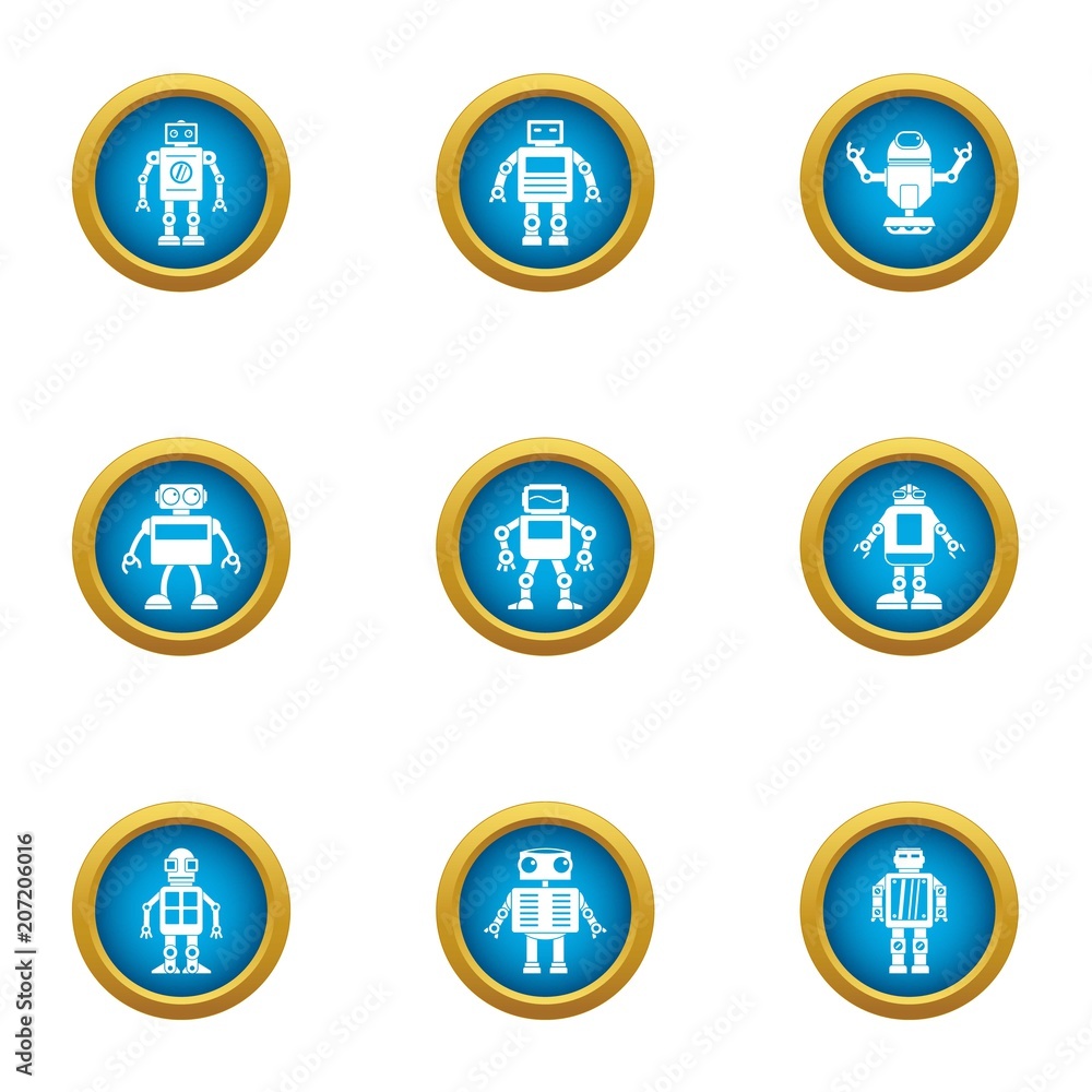 Poster auto robot icons set. flat set of 9 auto robot vector icons for web isolated on white background
