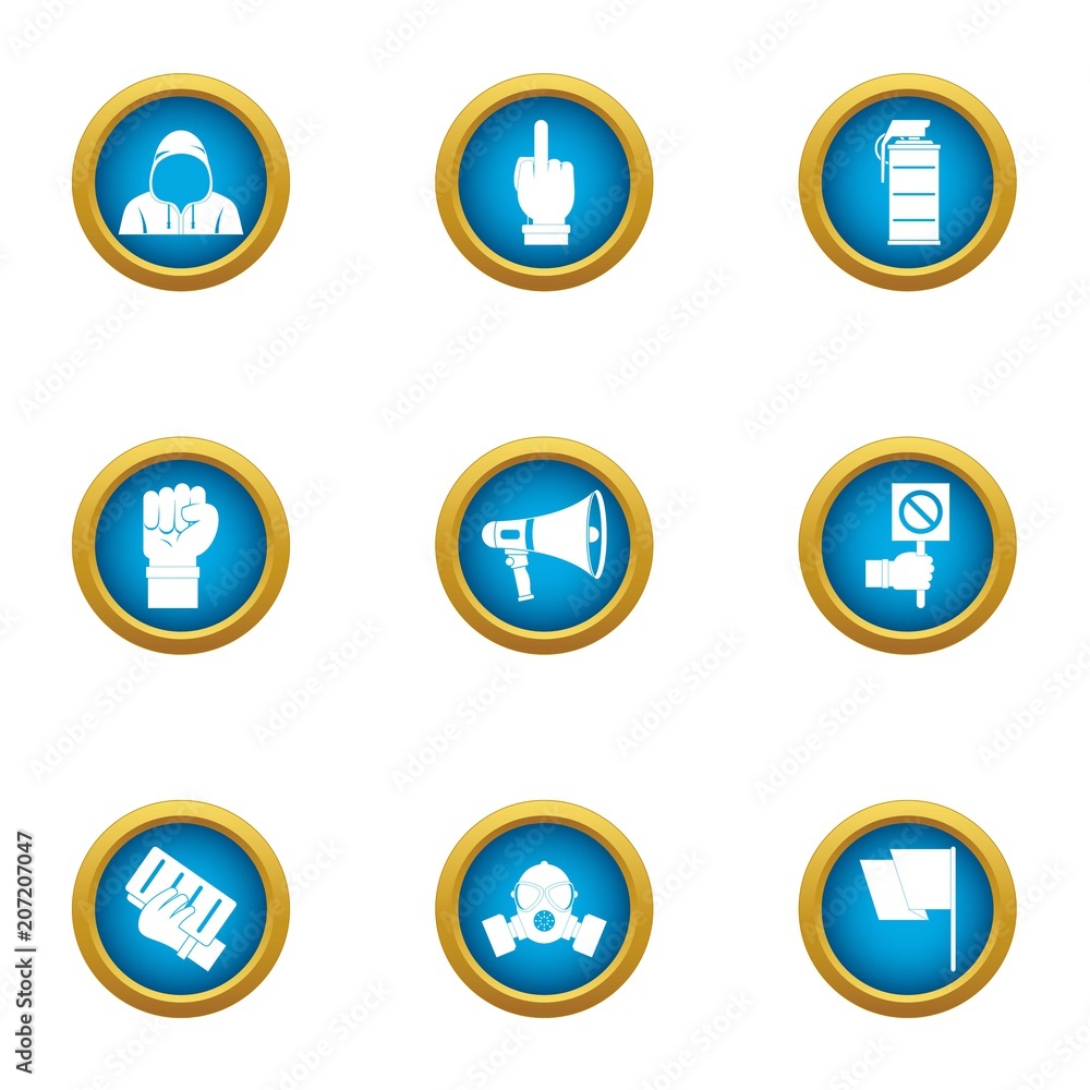 Poster revolt icons set. flat set of 9 revolt vector icons for web isolated on white background