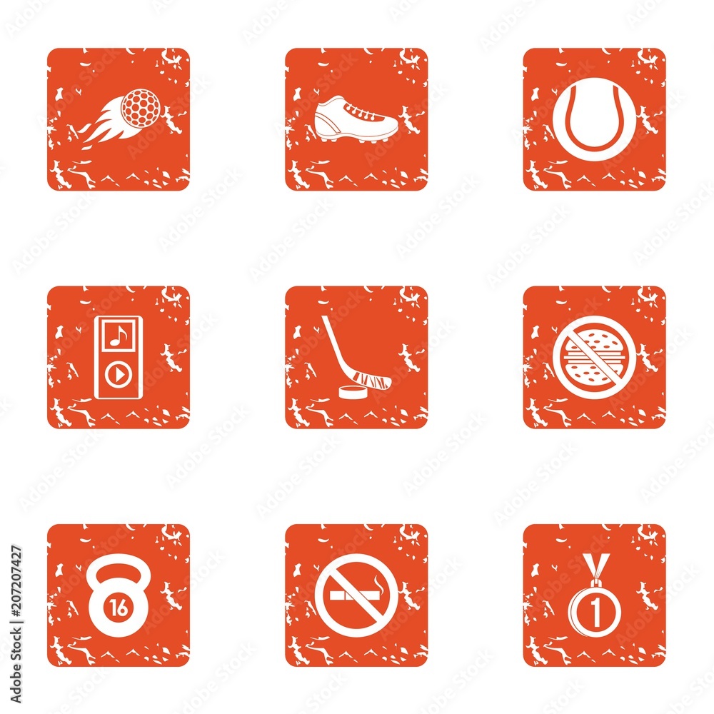 Poster guerdon icons set. grunge set of 9 guerdon vector icons for web isolated on white background