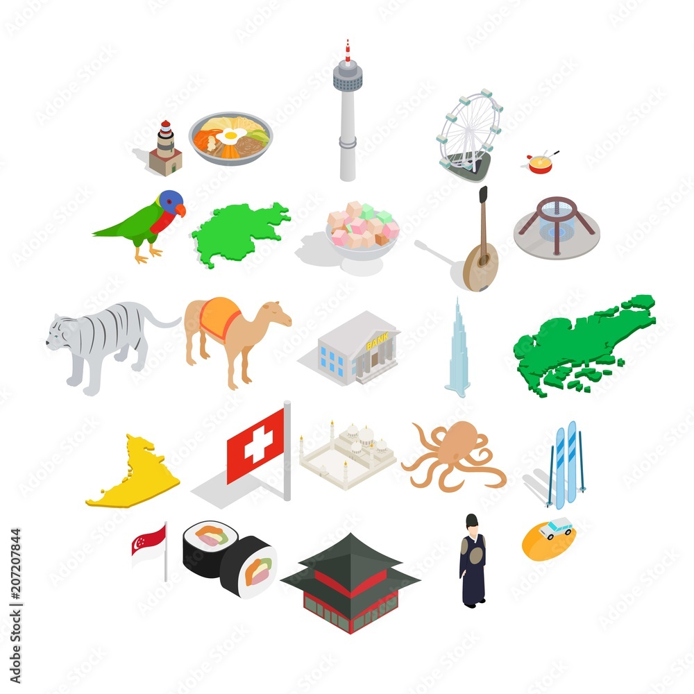 Poster refreshment icons set. isometric set of 25 refreshment vector icons for web isolated on white backgr