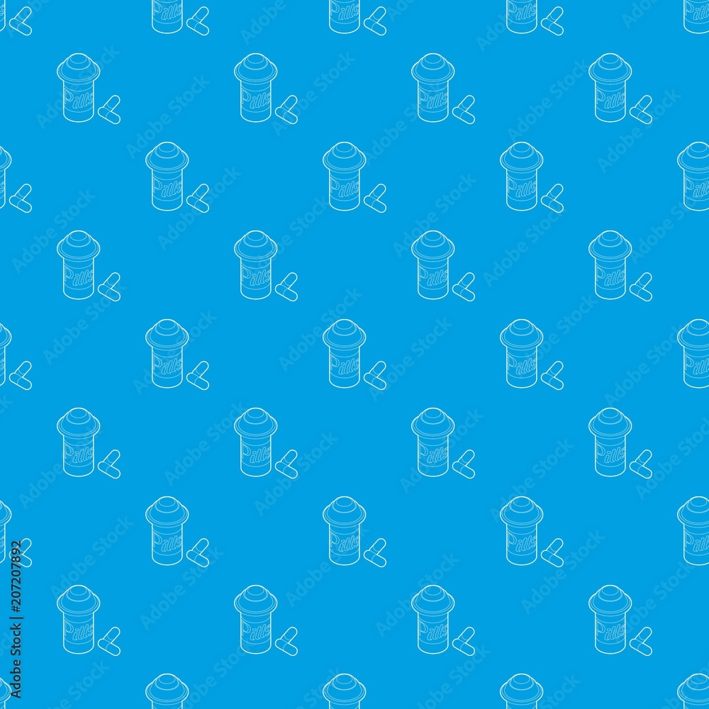 Poster pills in jar pattern vector seamless blue repeat for any use