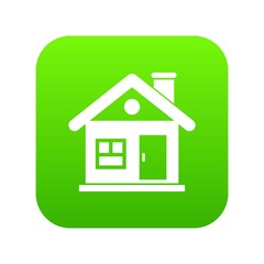House icon digital green for any design isolated on white vector illustration