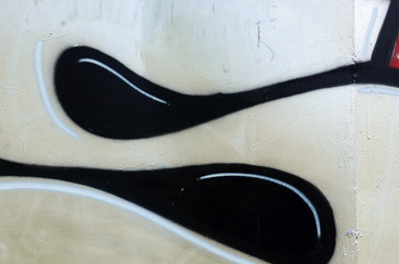 Street art. Abstract background image of a fragment of a colored graffiti painting in chrome and...