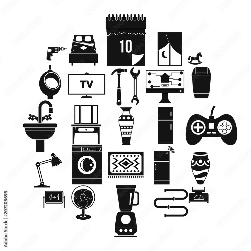 Aufkleber sleeping quarters icons set. simple set of 25 sleeping quarters vector icons for web isolated on whi