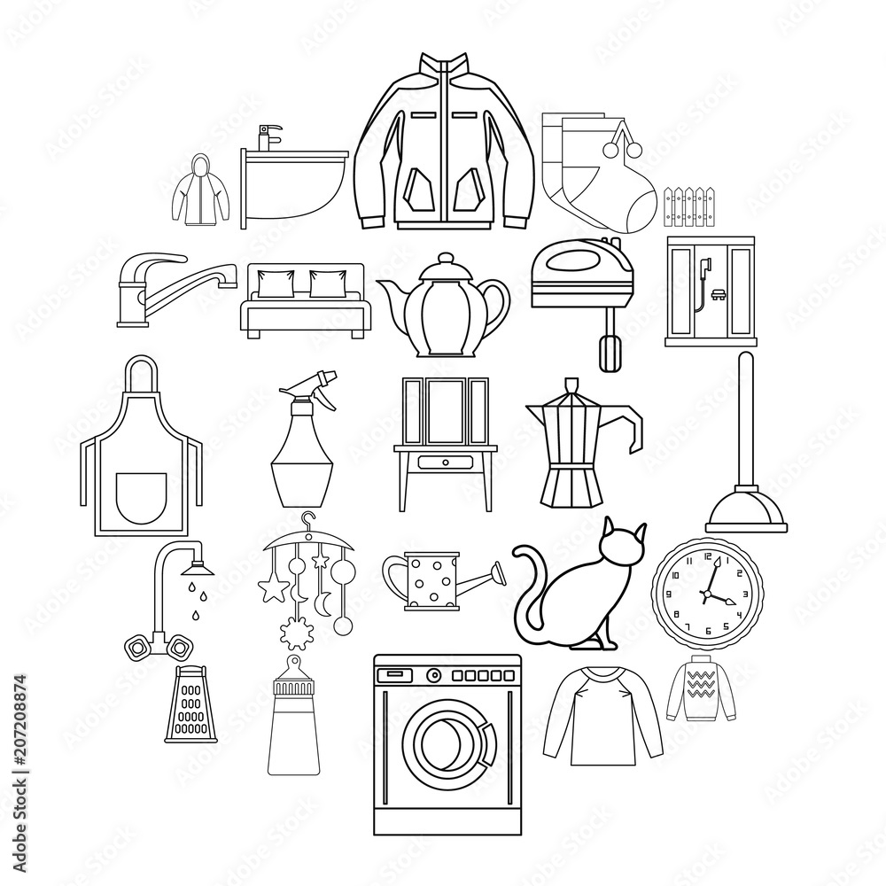 Poster dormitory icons set. outline set of 25 dormitory vector icons for web isolated on white background