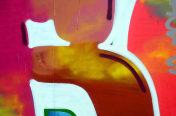 Street art. Abstract background image of a fragment of a colored graffiti painting in fashionable...
