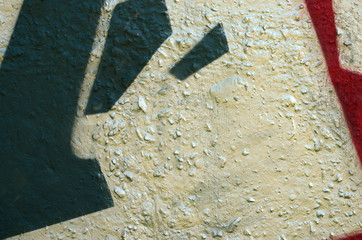 Street art. Abstract background image of a fragment of a colored graffiti painting in chrome and...