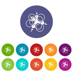 Molecule connection icons color set vector for any web design on white background