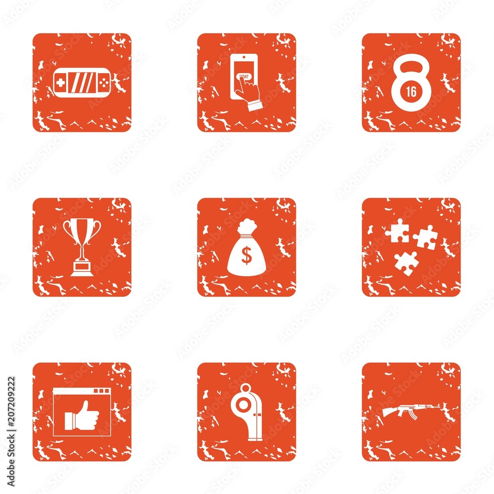 Poster computer reward icons set. grunge set of 9 computer reward vector icons for web isolated on white ba