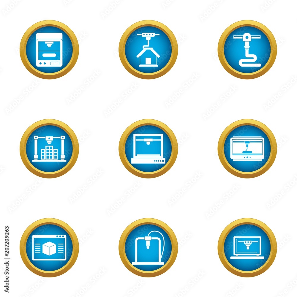 Poster land development icons set. flat set of 9 land development vector icons for web isolated on white ba
