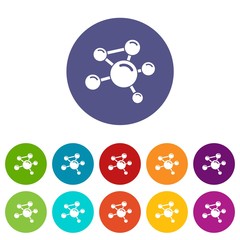 Molecule molecular icons color set vector for any web design on white background