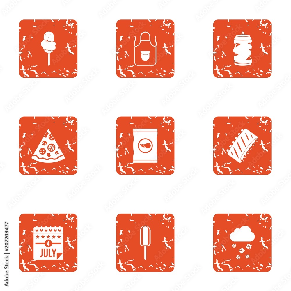 Poster day of freedom icons set. grunge set of 9 day of freedom vector icons for web isolated on white back
