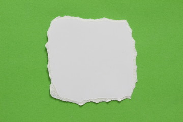 Torn paper isolated on green background