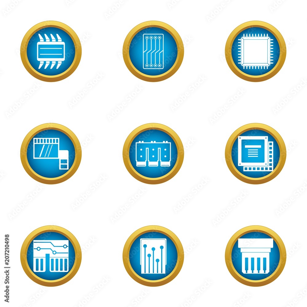 Poster soldering of chip icons set. flat set of 9 soldering of chip vector icons for web isolated on white 