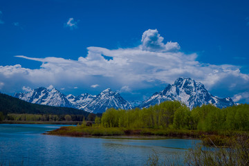 Beautiful landscape of Yellowstone river in Yellowstone national park, Wyoming