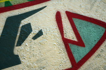 Street art. Abstract background image of a fragment of a colored graffiti painting in chrome and...