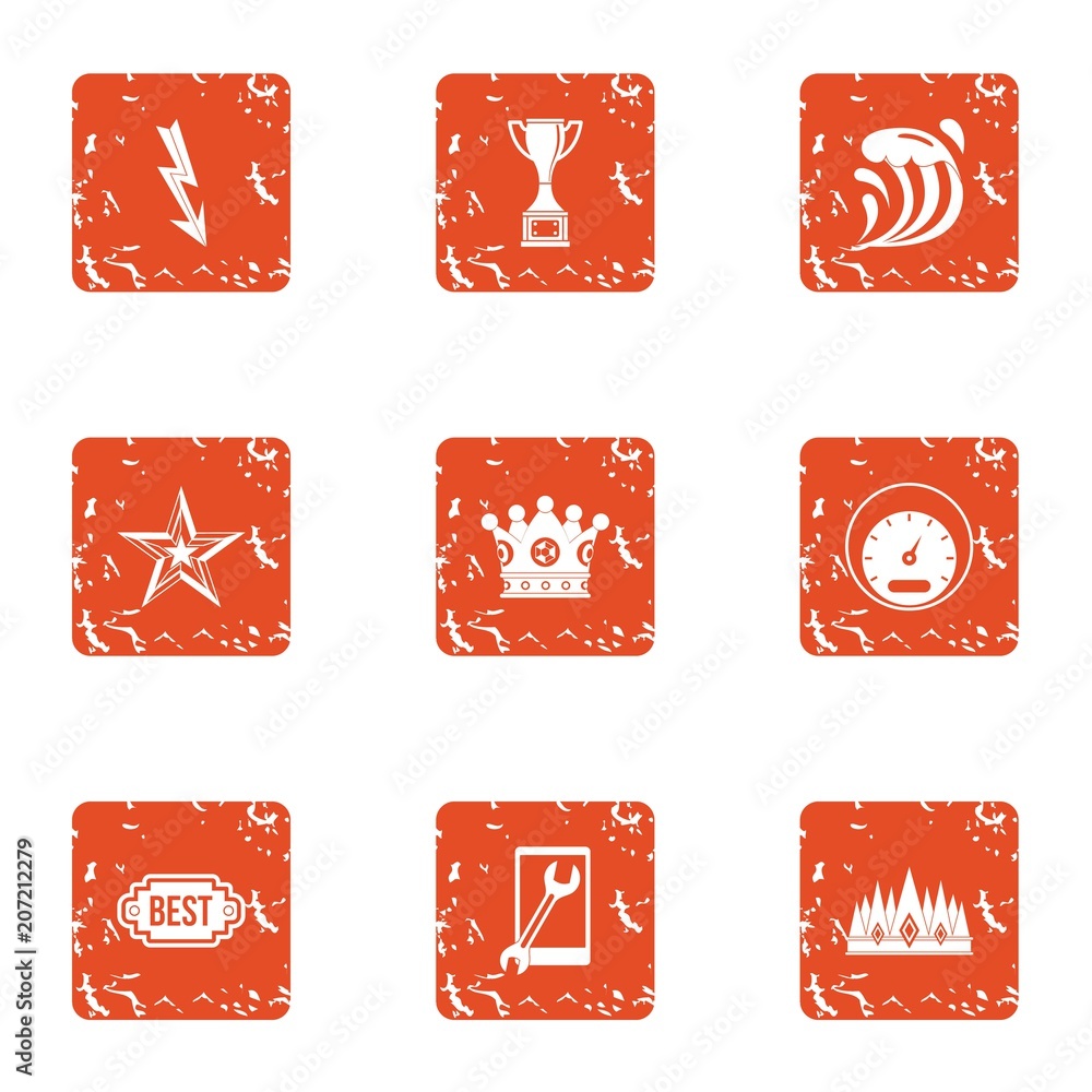 Poster quick decision icons set. grunge set of 9 quick decision vector icons for web isolated on white back