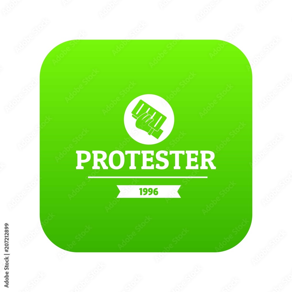 Poster protester leaflet icon green vector isolated on white background
