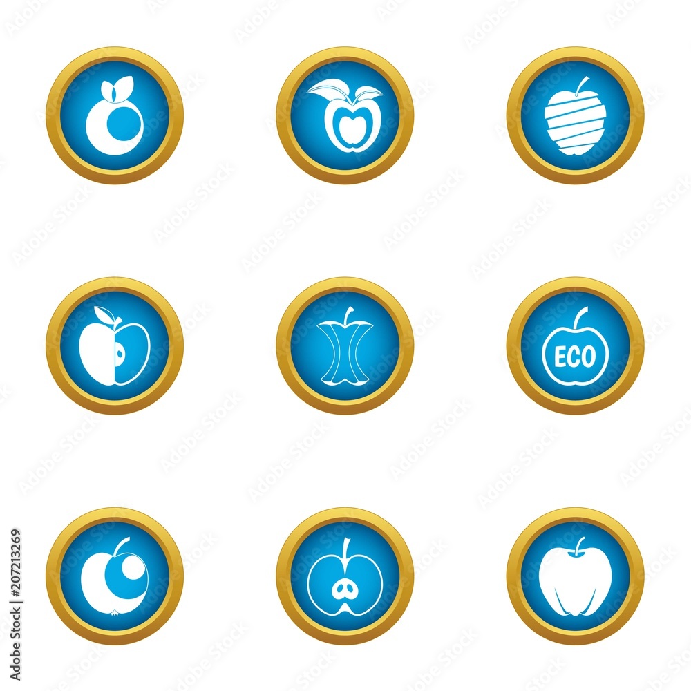 Poster applesauce icons set. flat set of 9 applesauce vector icons for web isolated on white background